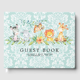 Sweet Safari Animals Baby Shower Guest Bok
