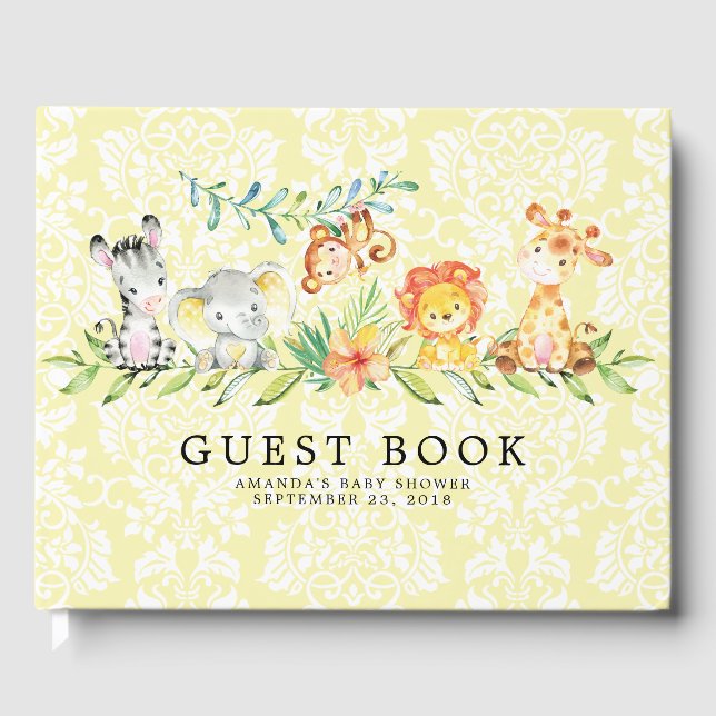 Sweet Safari Animals Baby Shower Guest Bok (Framsida)