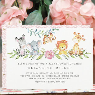 Sweet Safari Animals Baby Shower-inbjudan Inbjudningar
