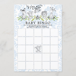 Sweet Safari Animals BINGO Baby Shower Game Inbjudningar