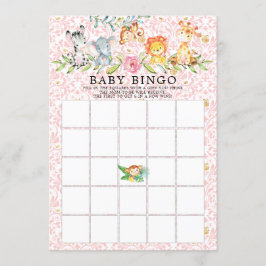 Sweet Safari Animals BINGO Baby Shower Game Inbjudningar