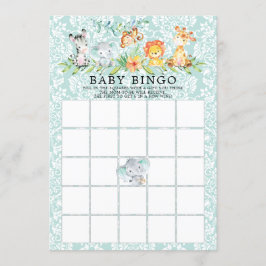 Sweet Safari Animals BINGO Baby Shower Game Inbjudningar