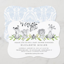 Sweet Safari Animals Boy Baby Shower-inbjudan Inbjudningar