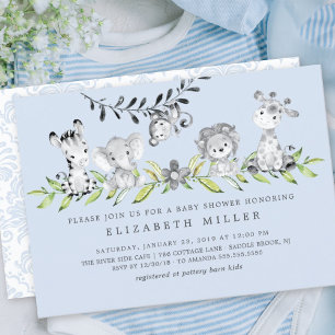 Sweet Safari Animals Boy Baby Shower-inbjudan Inbjudningar