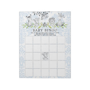 Sweet Safari Animals Boys Baby Shower Bingo Game Anteckningsblock