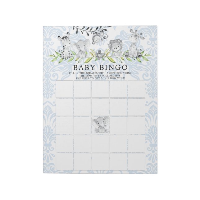 Sweet Safari Animals Boys Baby Shower Bingo Game Anteckningsblock (Roterad)