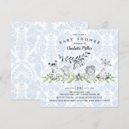Sweet Safari Animals Boys Baby Shower Inbjudningar