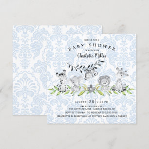 Sweet Safari Animals Boys Baby Shower Inbjudningar