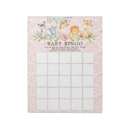 Sweet Safari Animals Girls Baby Shower Bingo Game Anteckningsblock