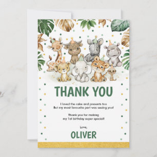 Sweet Safari Animals Jungle Greenery Birthday Boy Tack Kort