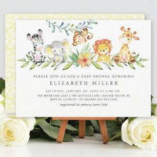 Sweet Safari Animals Neutralt Baby Shower Inbjudningar