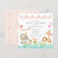 Sweet Safari Animals Parad Baby Shower-inbjudan