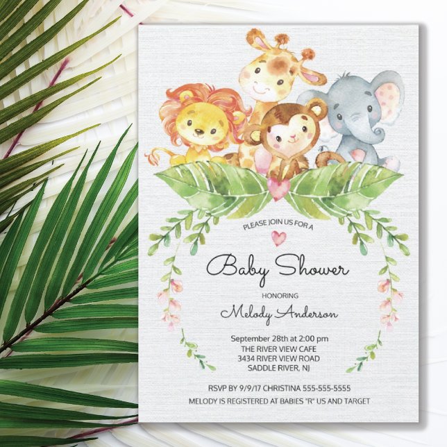 Sweet Safari Jungle Baby Shower-inbjudan Inbjudningar (Skapare uppladdad)