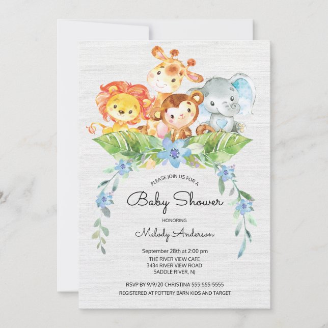 Sweet Safari Jungle Boys Baby Shower-inbjudan Inbjudningar (Framsida)