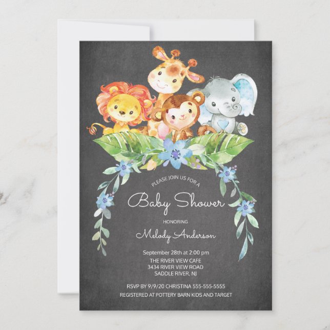 Sweet Safari Jungle Boys Baby Shower-inbjudan Inbjudningar (Framsida)