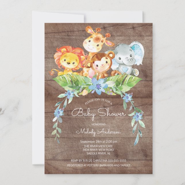 Sweet Safari Jungle Boys Baby Shower-inbjudan Inbjudningar (Framsida)