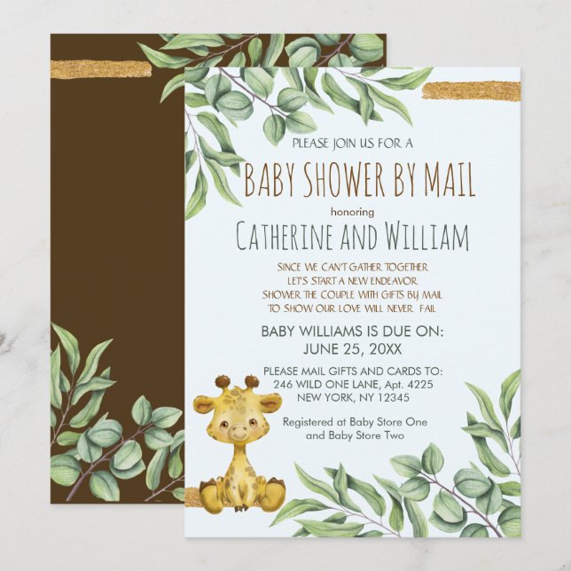 Sweet Safari Jungle Giraffe Baby Shower by Mail Inbjudningar (Fram/baksida)