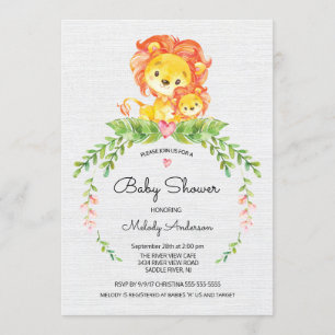 Sweet Safari Jungle Lejon Baby Shower-inbjudan Inbjudningar