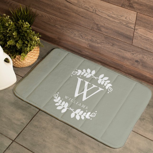Sweet Sage Grönt Monogram Badrumsmatta (Skapare uppladdad)
