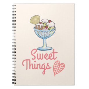 Sweet Sak - Ice Cream Sundae Rosa Anteckningsbok