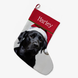 Sweet Santa Black Labrador Stor Julstrumpa