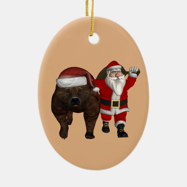 Sweet Santa Kärlek Bears Julgransprydnad Keramik (Baksidan)