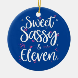 Sweet Sassy Elva 11 år gammal 11:e födelsedagen Julgransprydnad Keramik