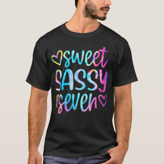 Sweet Sassy och Seven Girls Birthday Tie Dye 7 Yea T Shirt
