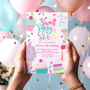 Sweet Sassy och Sex Ice Cream and Cake Birthday Inbjudningar