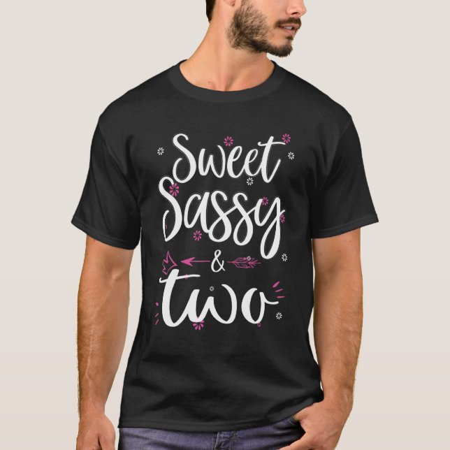 Sweet Sassy och två 2 år gamla andra födelsedagen T Shirt (Framsida)