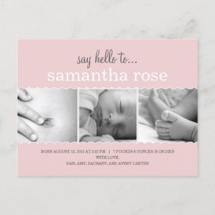 Sweet Scallops Birth Announcement - Flicka Meddelande Vykort