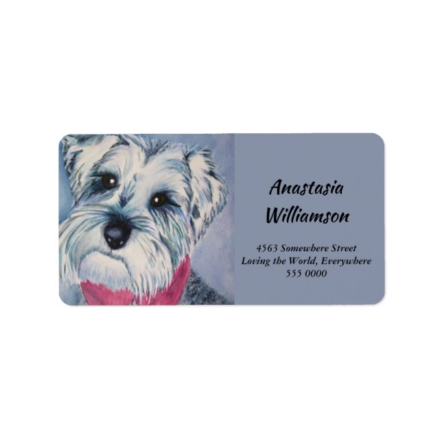SWEET SCHNAUZER PUPPY ADRESS ADRESSETIKETT (Framsidan)