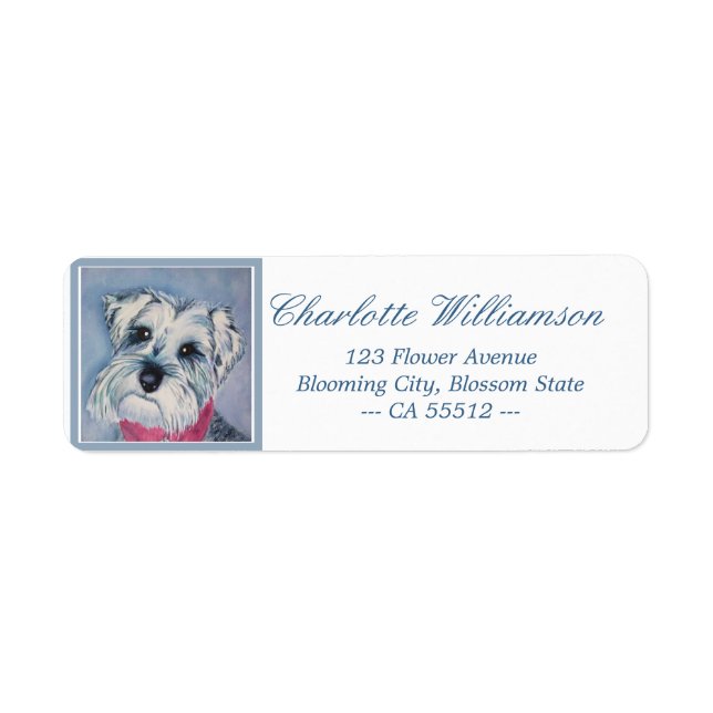 Sweet Schnauzer Puppy Returadress Etikett (Framsidan)