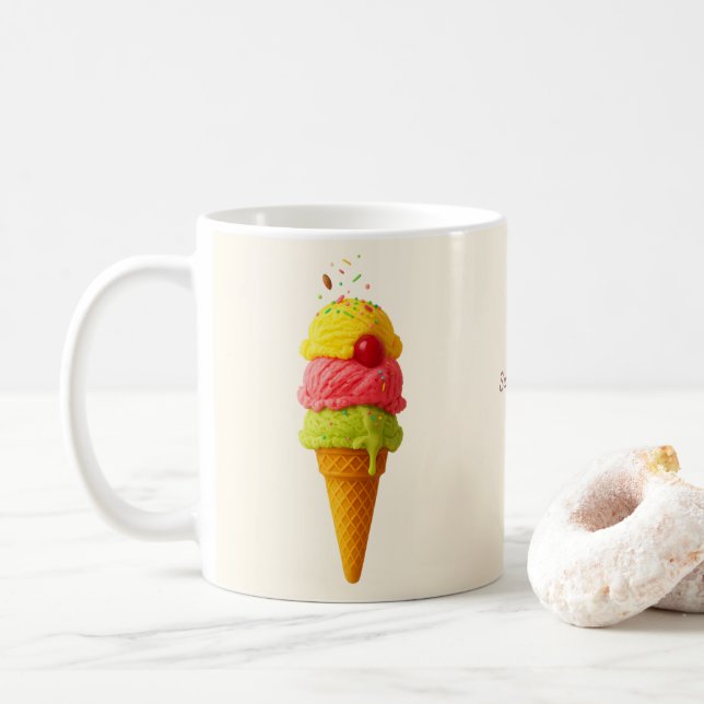 Sweet Scoop Stil - Personlig Ice Cream Design Kaffemugg (Med munk)