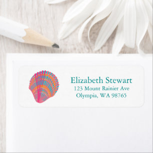 Sweet Seashells Rosa Blue ANPASSNINGSBAR Mailing Returadress Etikett