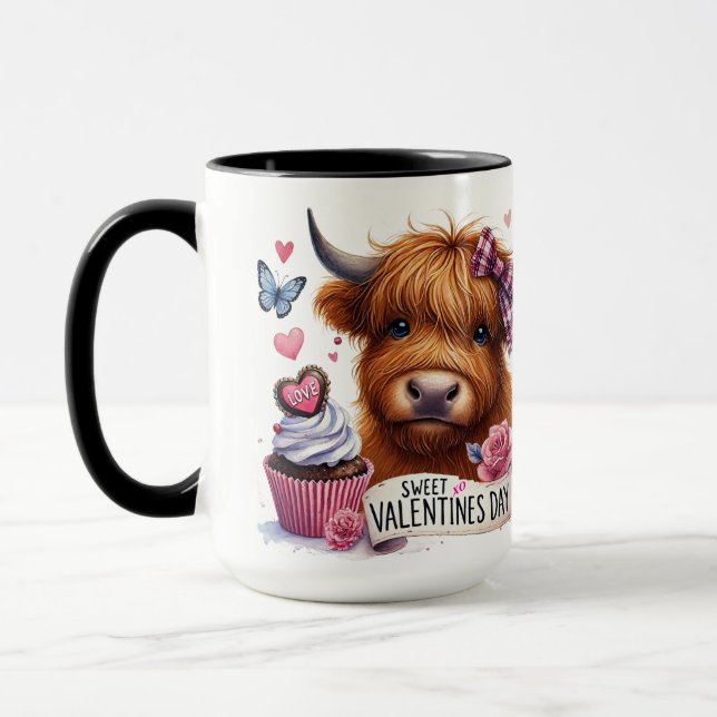 Sweet Shaggy Highland Cow Valentine Mugg (Vänster)