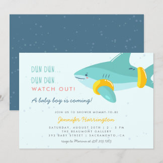Sweet Shark Summer Ocean Thworthy Boy Shower Inbjudningar