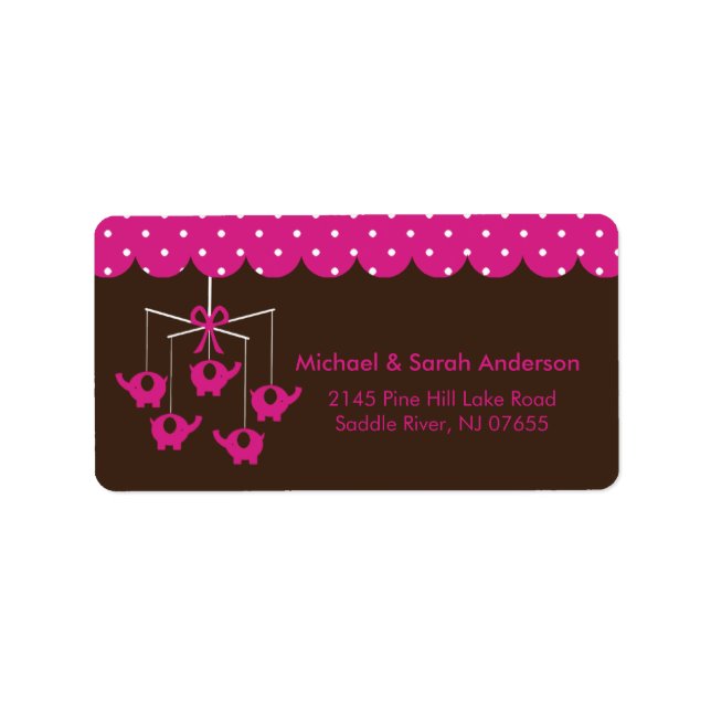 Sweet Shock rosa Elephant Mobile Address Label Adressetikett (Framsidan)