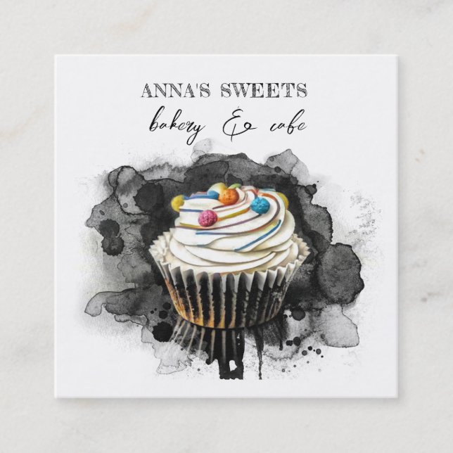 *~* Sweet Shop Bakery QR Social Media Fyrkantigt Visitkort (Framsida)