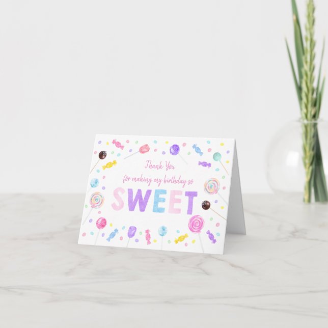 Sweet Shop Lollipop Candies Birthday Tack Kort (Framsida)