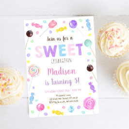 Sweet Shop Lollipop Candy Birthday Inbjudningar