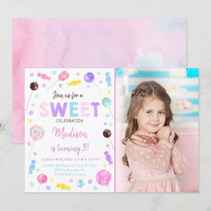 Sweet Shop Lollipop Candy Birthday Inbjudningar