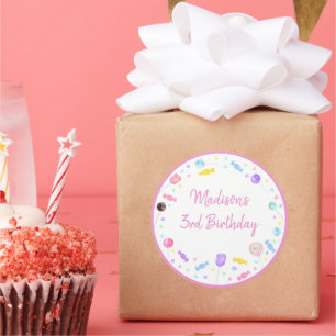 Sweet Shop Lollipop Candy Birthday Runt Klistermärke
