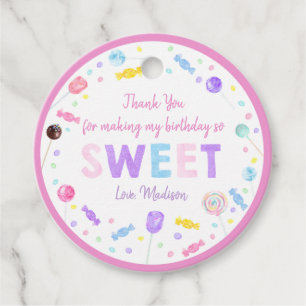 Sweet Shop Lollipop Candy Birthday Tack Gåvor Etiketter