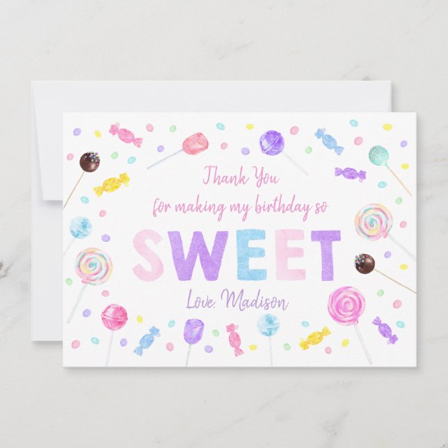 Sweet Shop Lollipop Candy Birthday Tack Kort (Framsida)