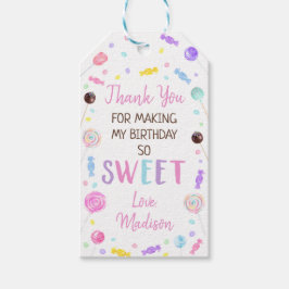 Sweet Shop Lollipop Candy Birthday Tack Presentetikett