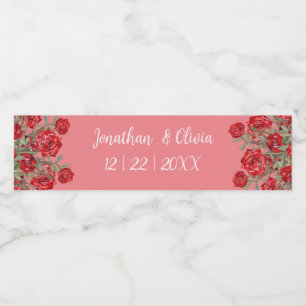 Sweet Shower Spring red roses Wedding Vattenflaskor Etikett