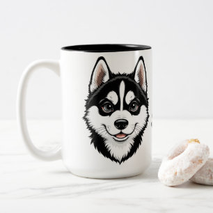 Sweet Siberian husky Puppy Två-Tonad Mugg