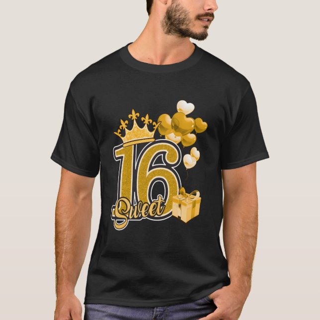 Sweet Sixn Golden 16 År T Shirt (Framsida)