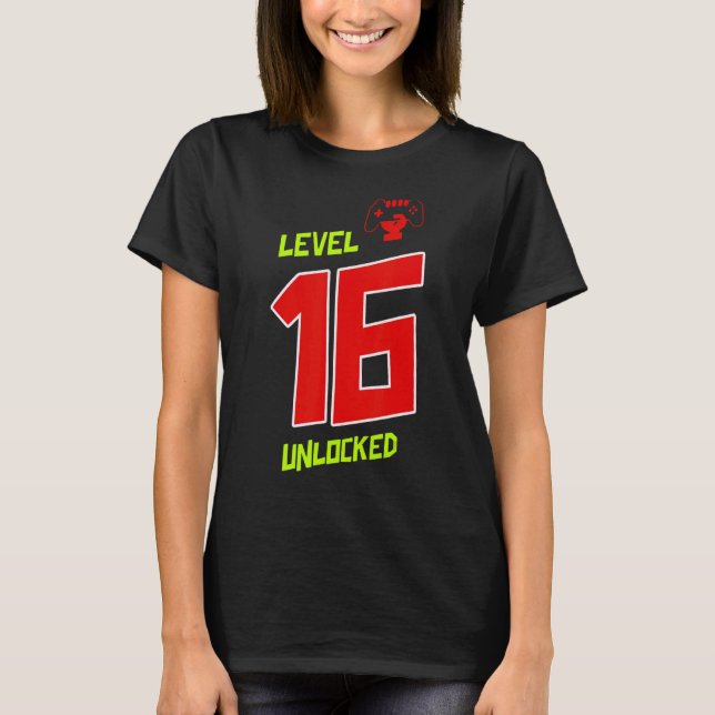 Sweet sixteen 16 Boy Gamer Gaming Birthday T Shirt (Framsida)